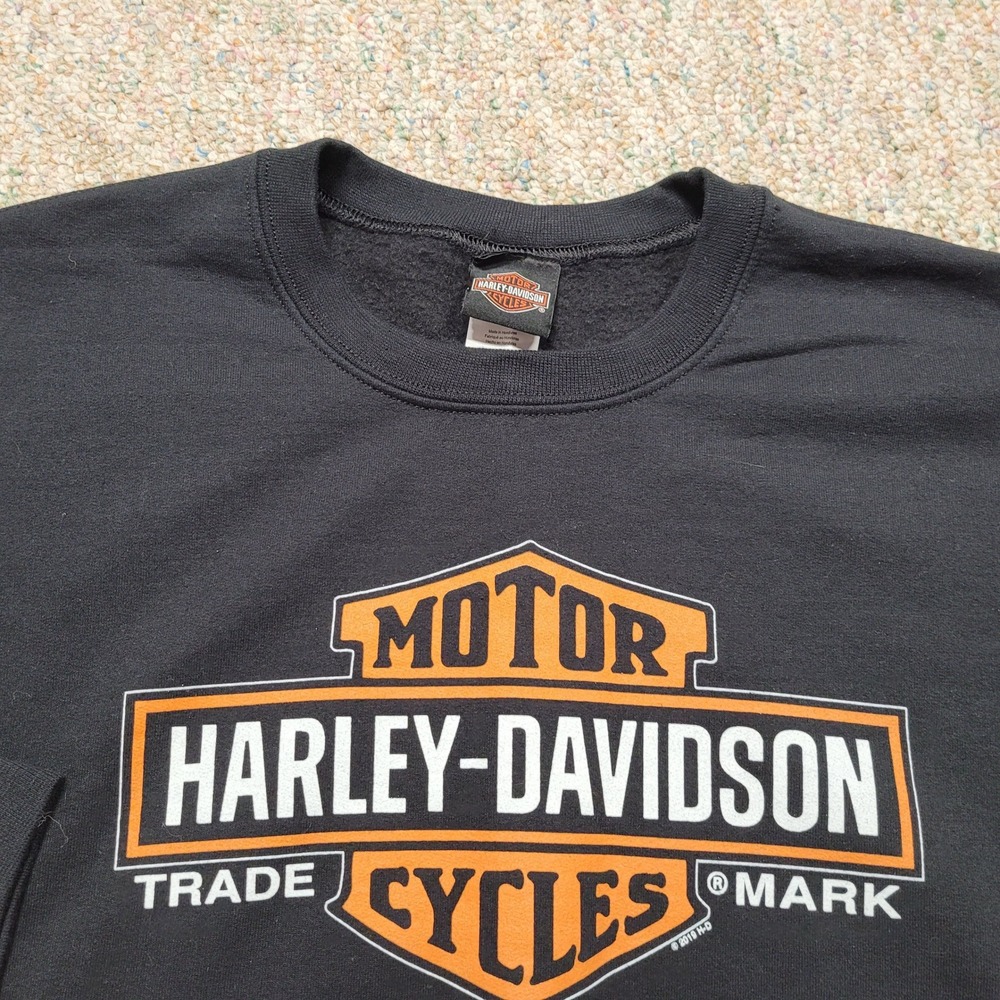 Harley Davidson Sweatshirt Mens 2XL Black Logo Crewneck Pullover Wisconsin Biker - Picture 3 of 10